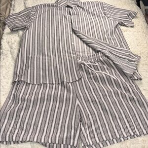 Chic Striped Shirt and Shorts Ensemble